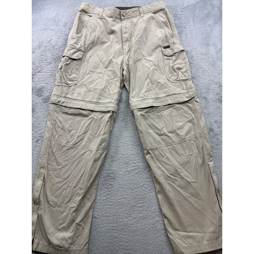 Guide Series Mens 34x32 Khaki Convertible Zip Off Cargo Pants Hiking Outdoor Tan